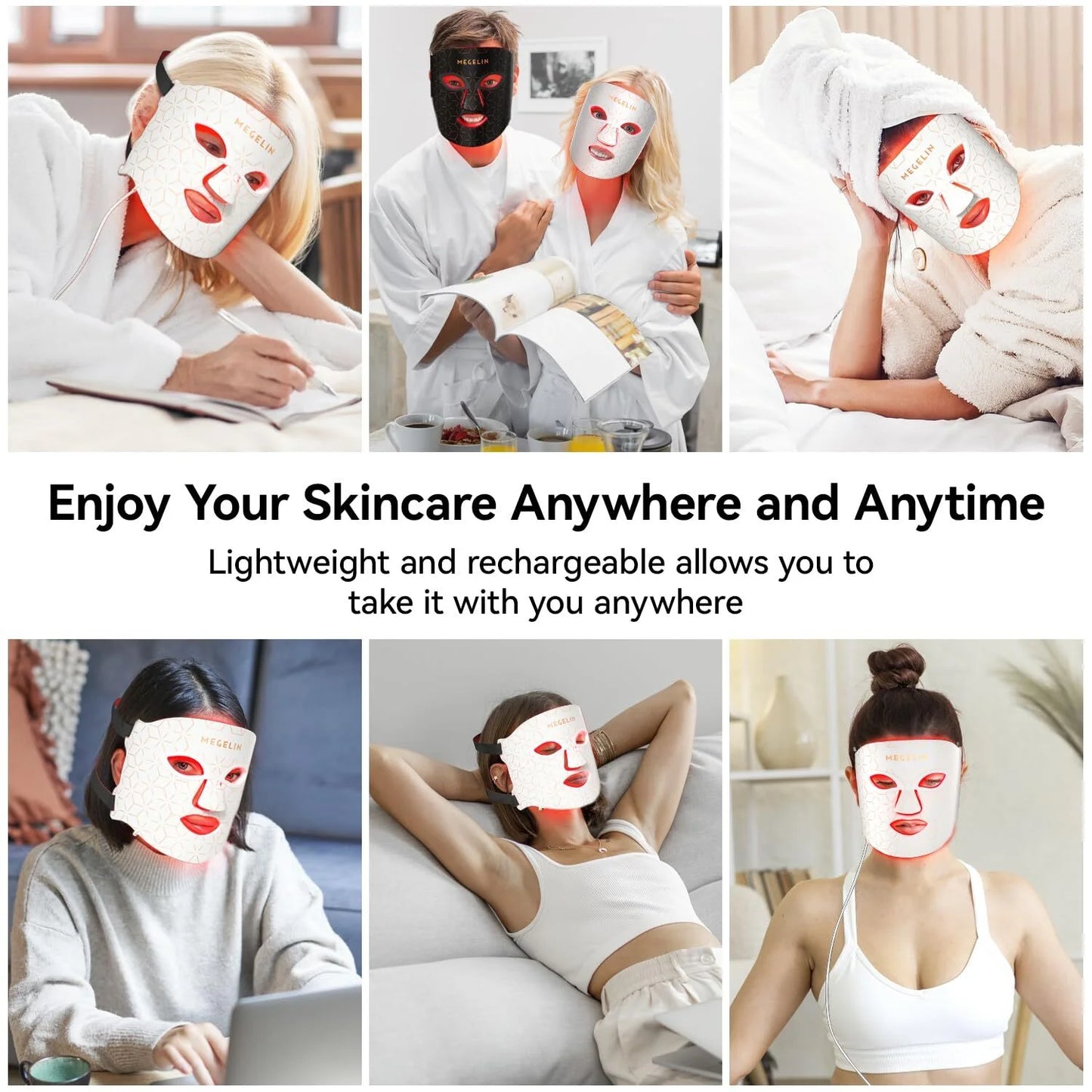 LED Face Mask Light Therapy, 7 Color LED Face Mask Light Therapy Facial Skin Care Mask for Face, Face Whitening Anti-Acne Infrared Light Skin Rejuvenation