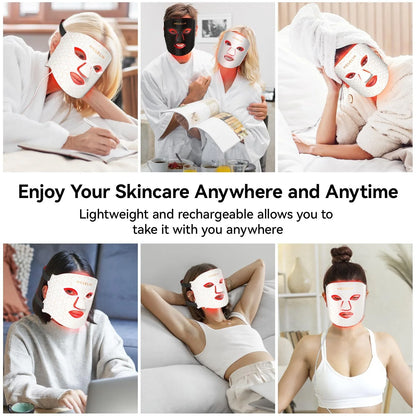 LED Face Mask Light Therapy, 7 Color LED Face Mask Light Therapy Facial Skin Care Mask for Face, Face Whitening Anti-Acne Infrared Light Skin Rejuvenation