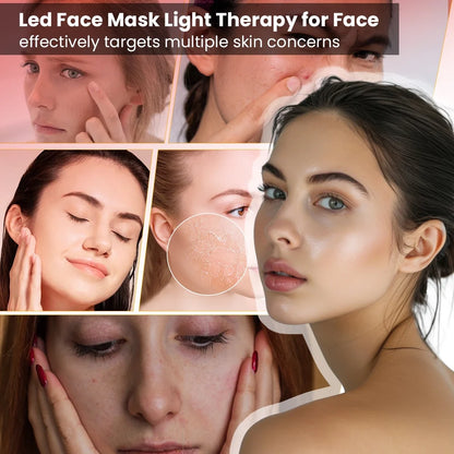 LED Face Mask Light Therapy, 7 Color LED Face Mask Light Therapy Facial Skin Care Mask for Face, Face Whitening Anti-Acne Infrared Light Skin Rejuvenation