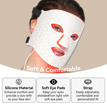 LED Face Mask Light Therapy, 7 Color LED Face Mask Light Therapy Facial Skin Care Mask for Face, Face Whitening Anti-Acne Infrared Light Skin Rejuvenation